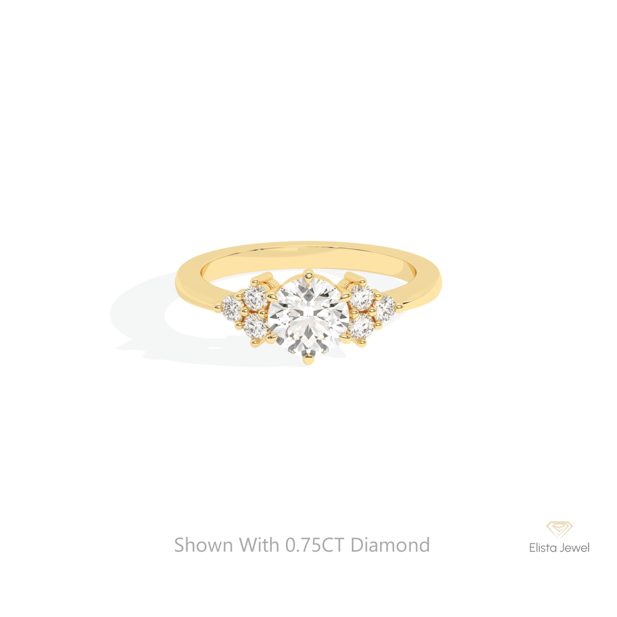 Round Cut Cluster Wedding Lab Grown Diamond Ring in 10K White Gold - Front View