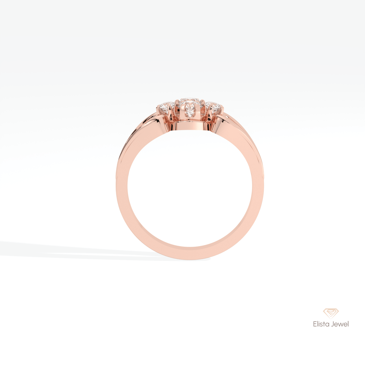 Round Cut Cluster Wedding Lab Grown Diamond Ring in 18K White Gold - Close-up View