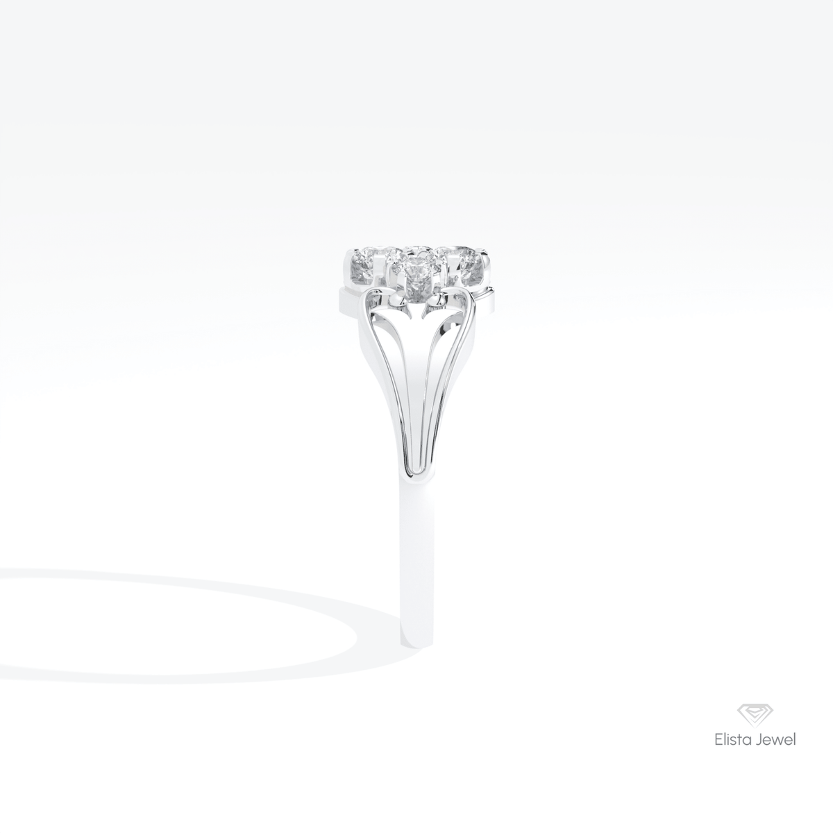 Round Cut Cluster Wedding Lab Grown Diamond Ring in 14K White Gold - Top View