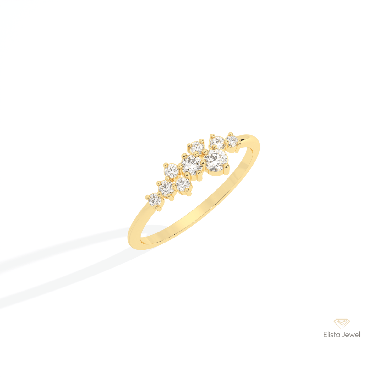 Round Cut Cluster Wedding Lab Grown Diamond Ring in Platinum - Lifestyle View