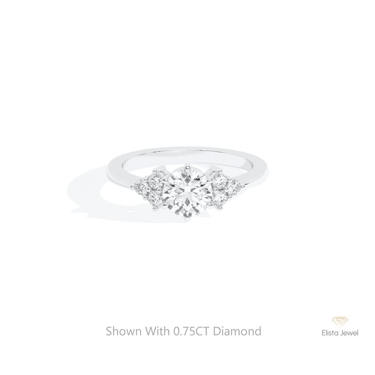 Round Cut Cluster Wedding Lab Grown Diamond Ring in 14K Yellow Gold - Detail View