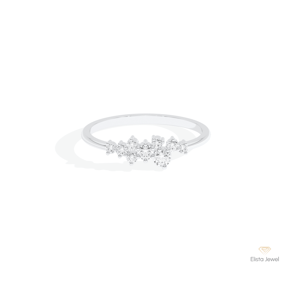Round Cut Cluster Wedding Lab Grown Diamond Ring in 14K Yellow Gold - Detail View