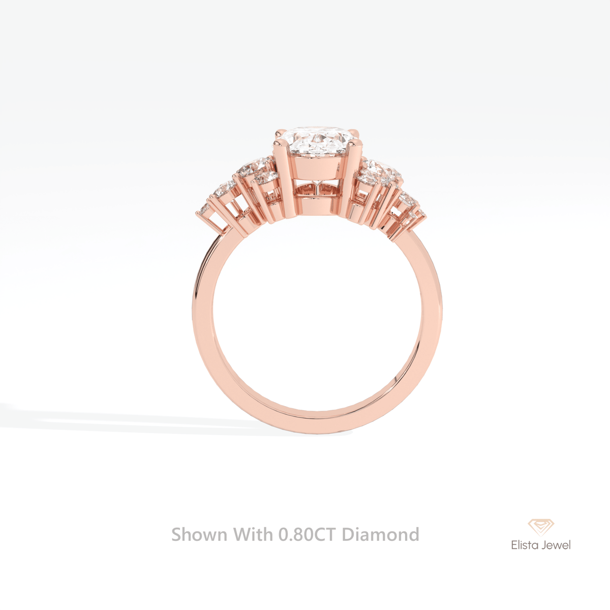 Round Cut Cluster Wedding Lab Grown Diamond Ring - Alternative View
