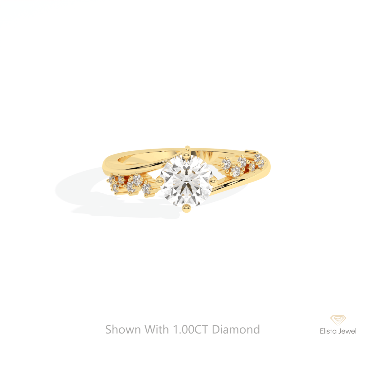 Round Cut Cluster Wedding Lab Grown Diamond Ring in 10K White Gold - Front View