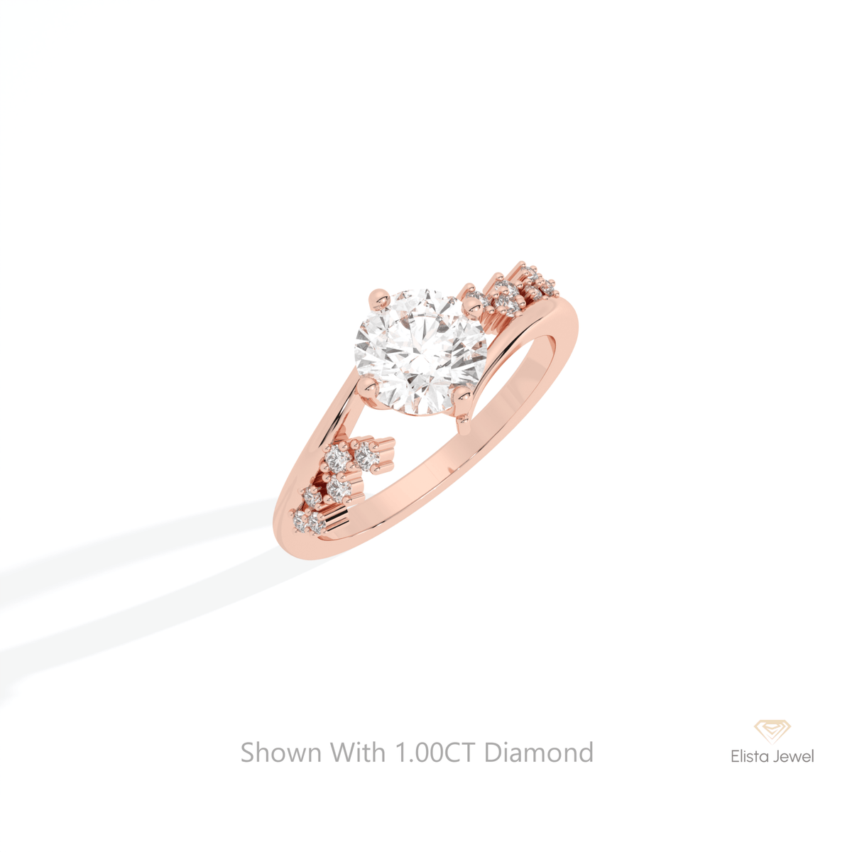 Round Cut Cluster Wedding Lab Grown Diamond Ring in Platinum - Lifestyle View