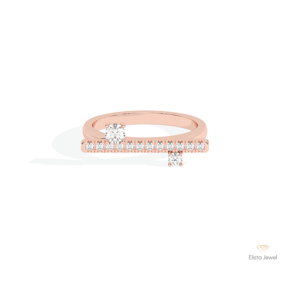 Round Cut Cluster Wedding Lab Grown Diamond Ring in 10K White Gold - Front View