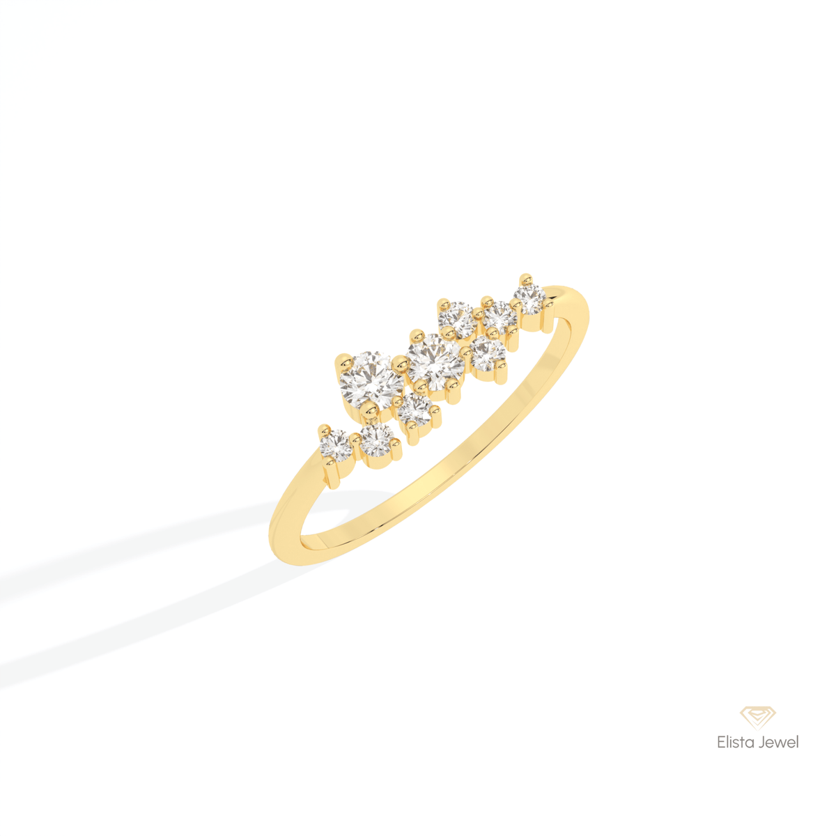 Round Cut Cluster Wedding Lab Grown Diamond Ring in 14K Rose Gold - Profile View