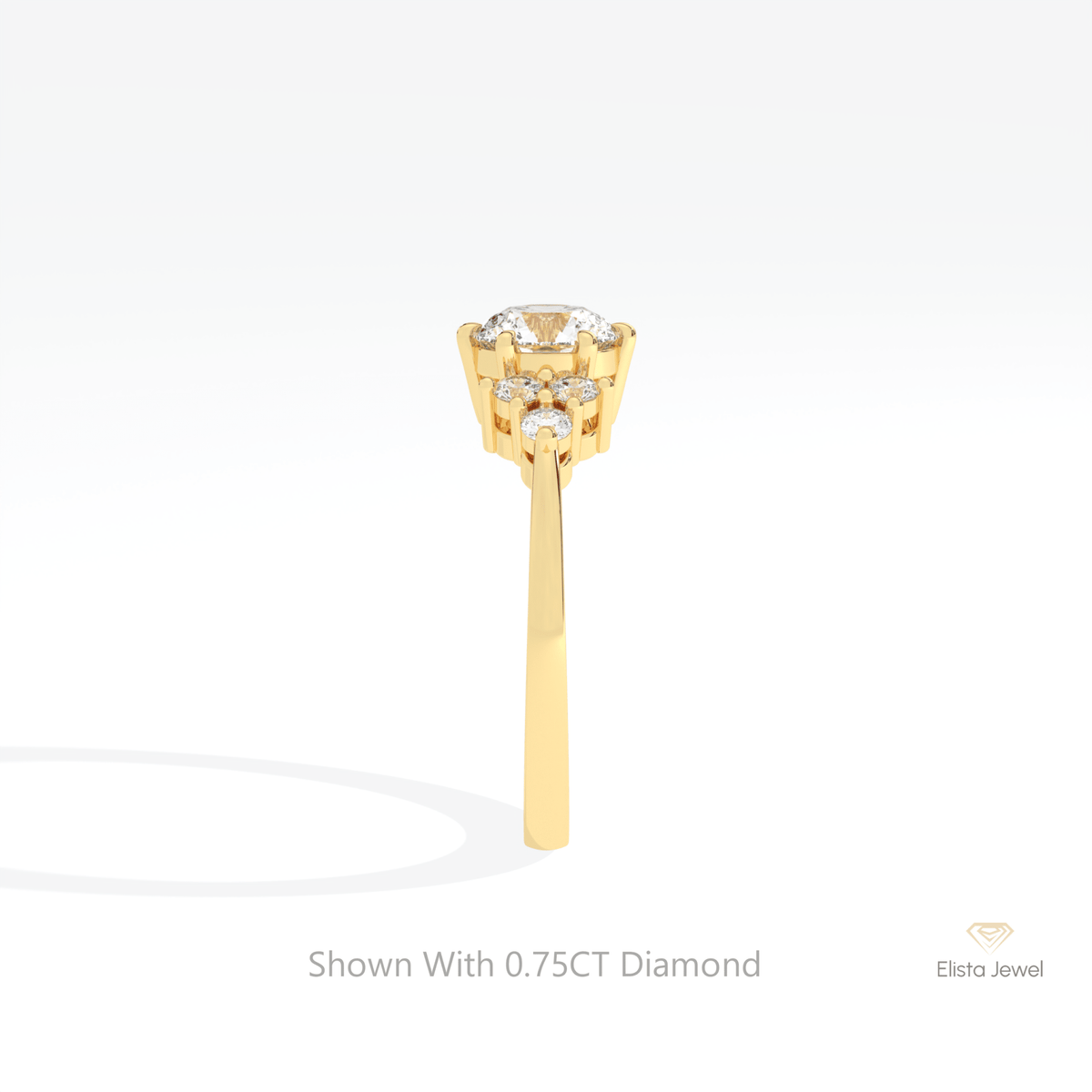 Round Cut Cluster Wedding Lab Grown Diamond Ring in 14K White Gold - Top View