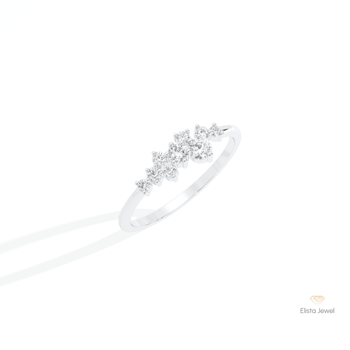 Round Cut Cluster Wedding Lab Grown Diamond Ring in 14K Rose Gold - Profile View