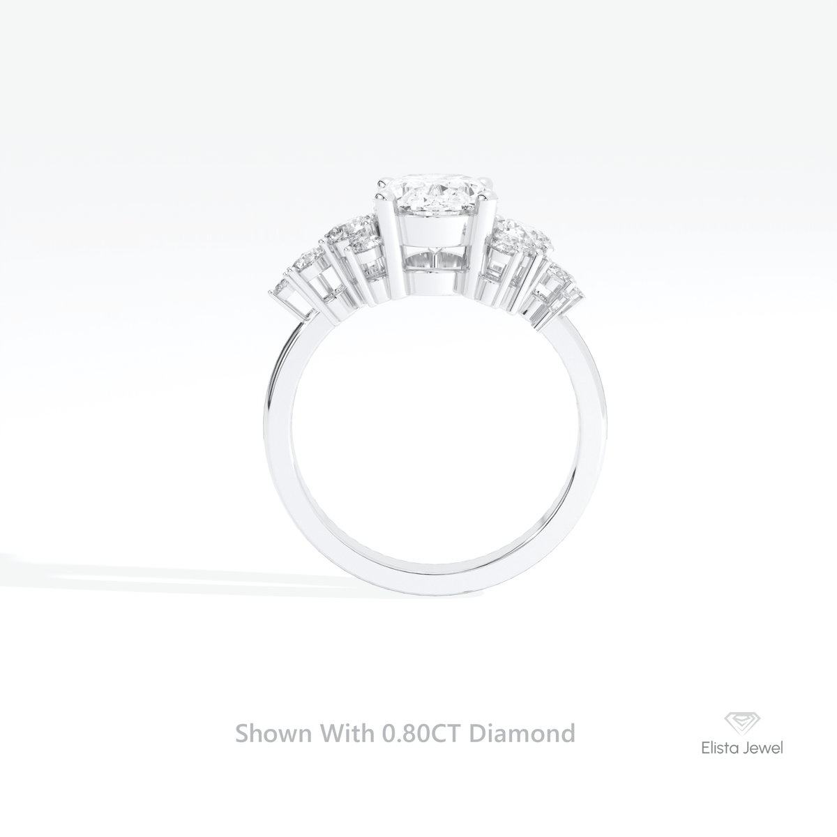 Round Cut Cluster Wedding Lab Grown Diamond Ring in 10K Rose Gold - Angled View
