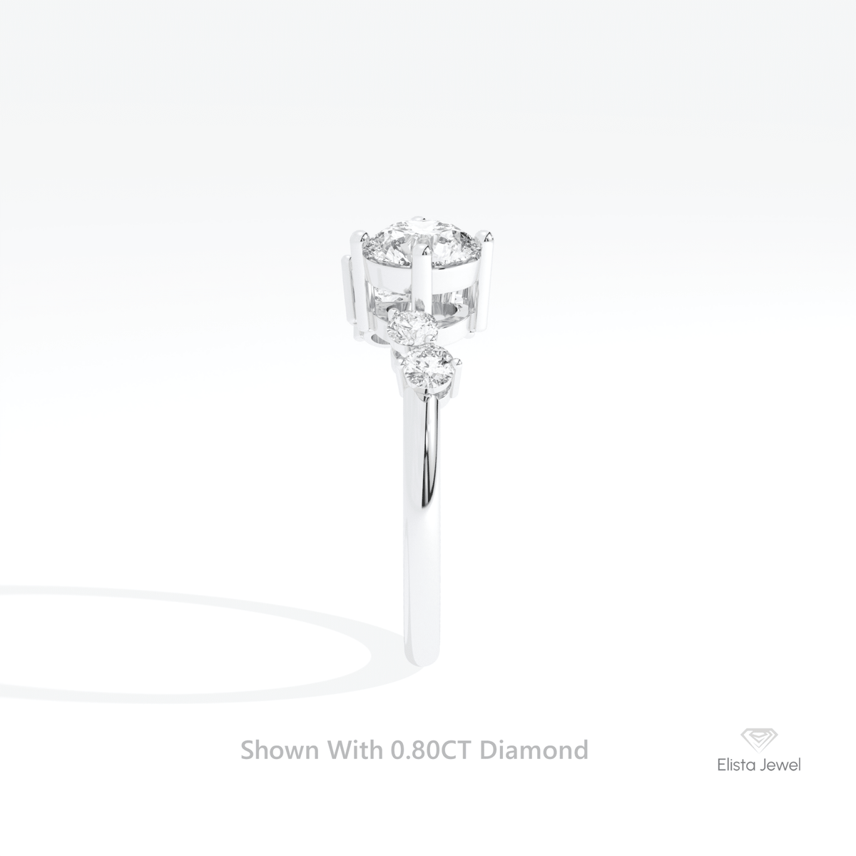 Round Cut Cluster Wedding Lab Grown Diamond Ring in 14K White Gold - Top View