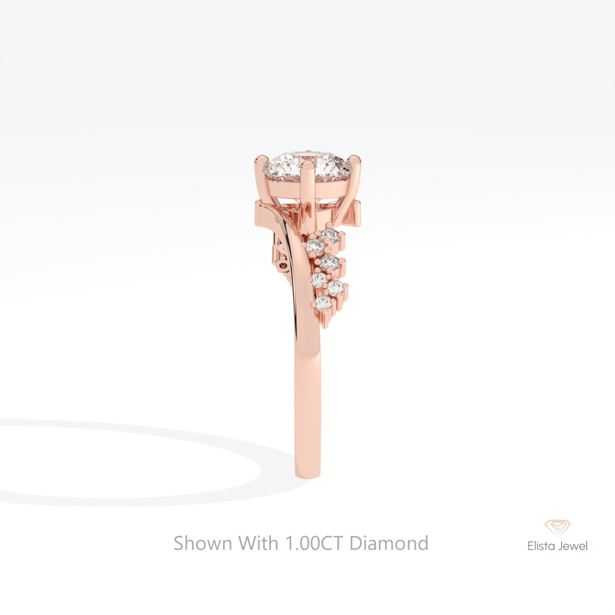 Round Cut Cluster Wedding Lab Grown Diamond Ring - Additional View
