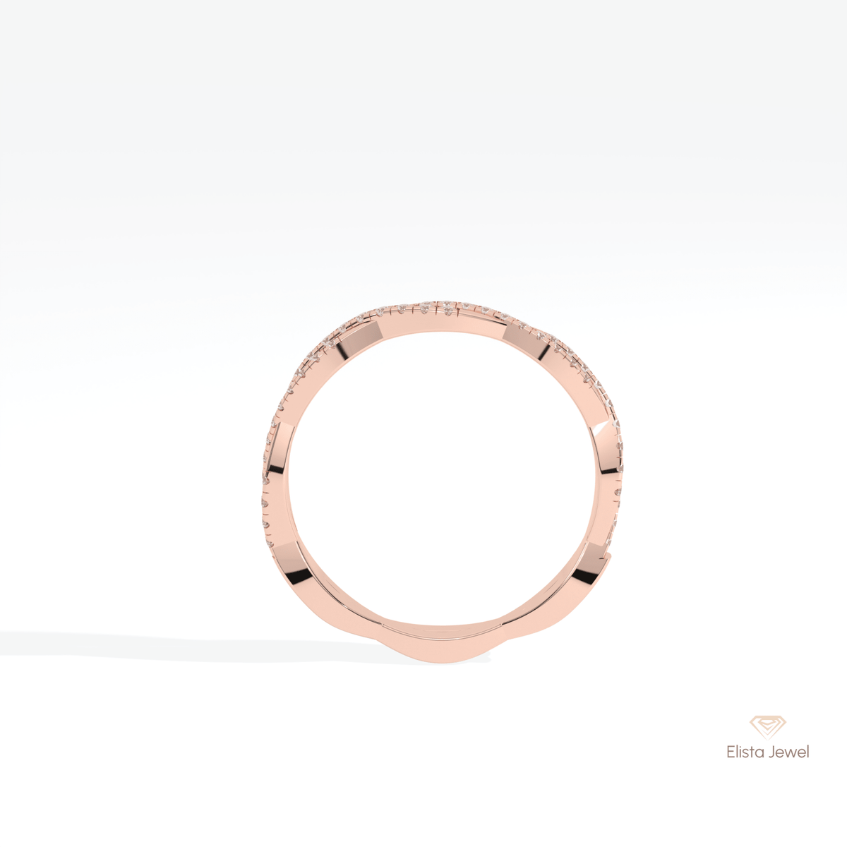 Round Cut Crossover Wedding Lab Grown Diamond Band - Alternative View