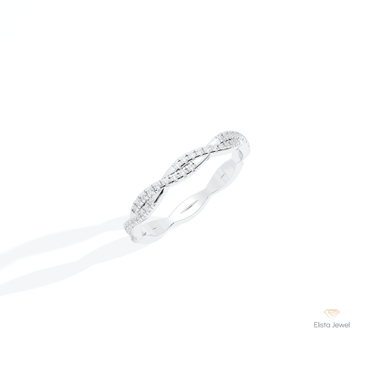 Round Cut Crossover Wedding Lab Grown Diamond Band in 10K Yellow Gold - Side View