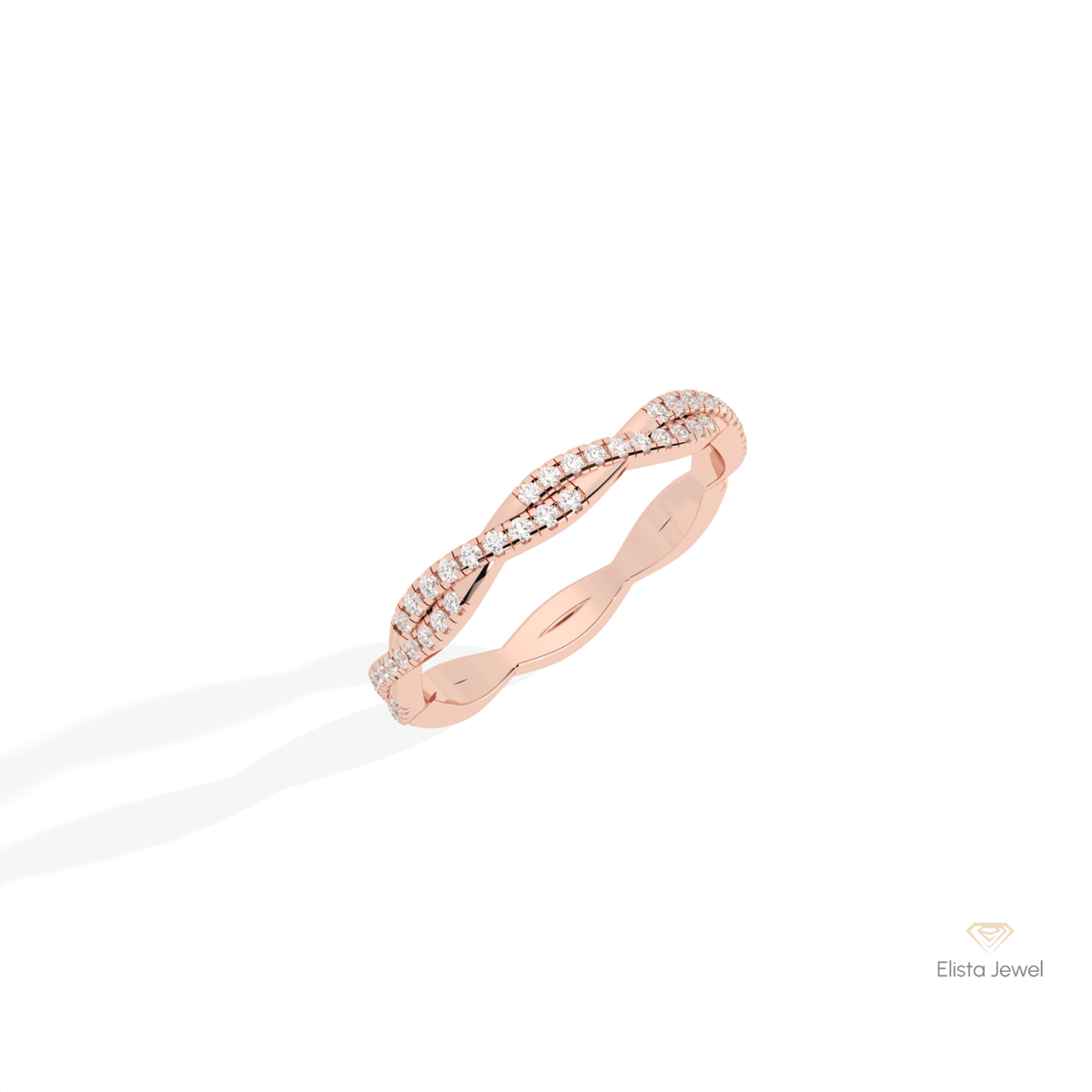 Round Cut Crossover Wedding Lab Grown Diamond Band in Platinum - Lifestyle View