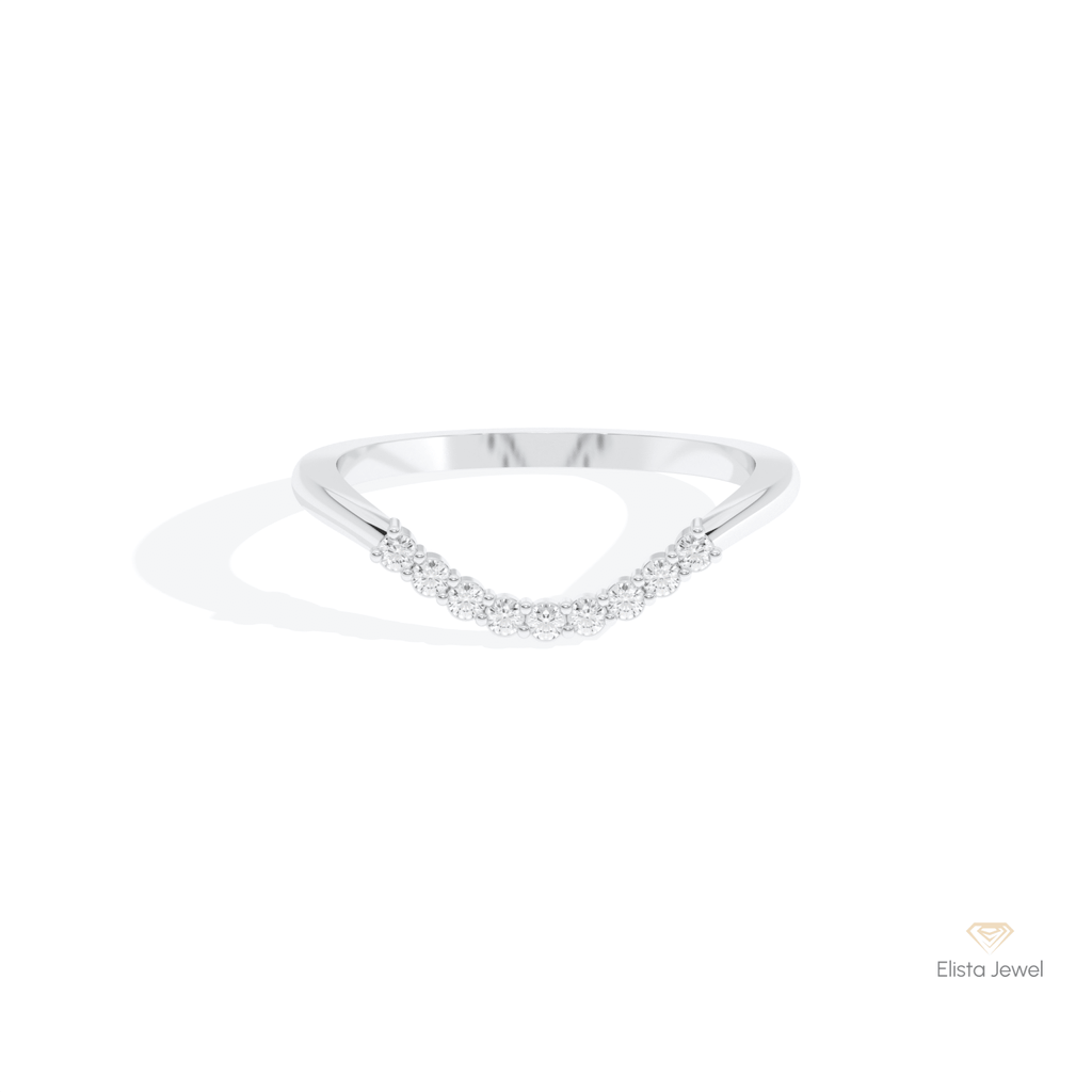 Round Cut Curve Lab Grown Diamond Band in 10K White Gold - Front View