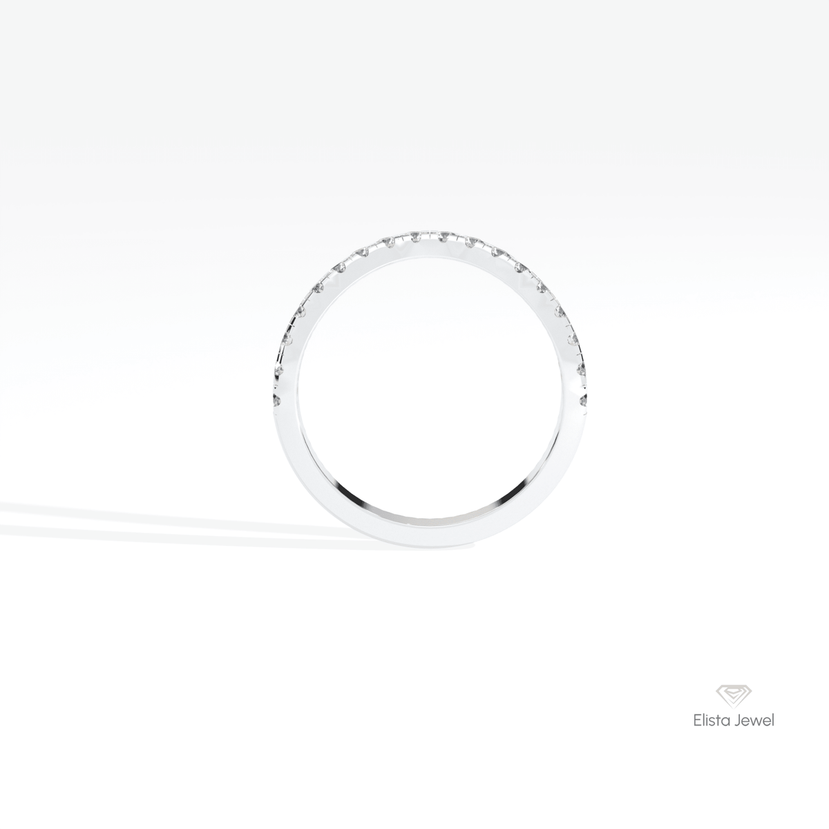 Round Cut Curve Matching Lab Grown Diamond Band in 10K Rose Gold - Angled View