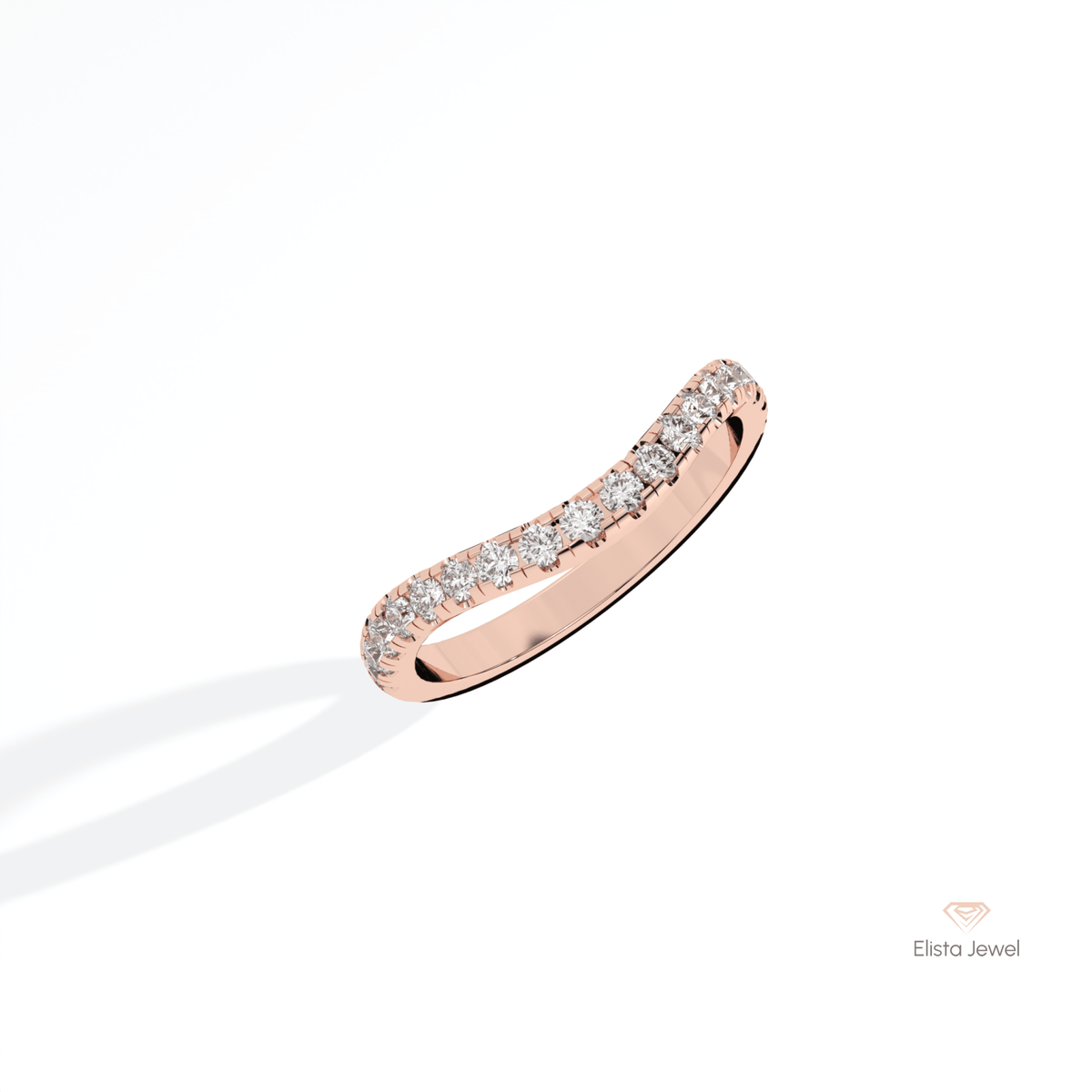 Round Cut Curve Matching Lab Grown Diamond Band in Platinum - Lifestyle View