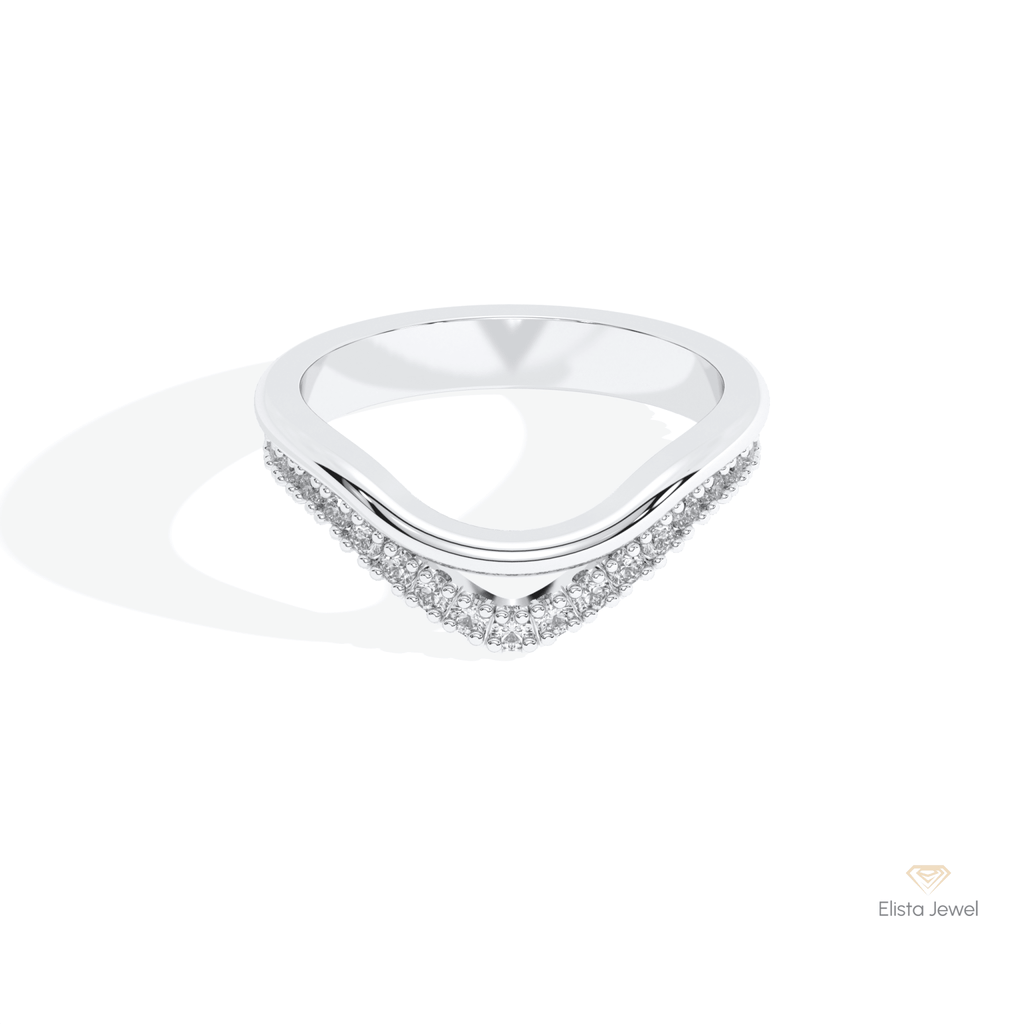 Round Cut Curve Wedding Lab Grown Diamond Band in 14K Yellow Gold - Detail View