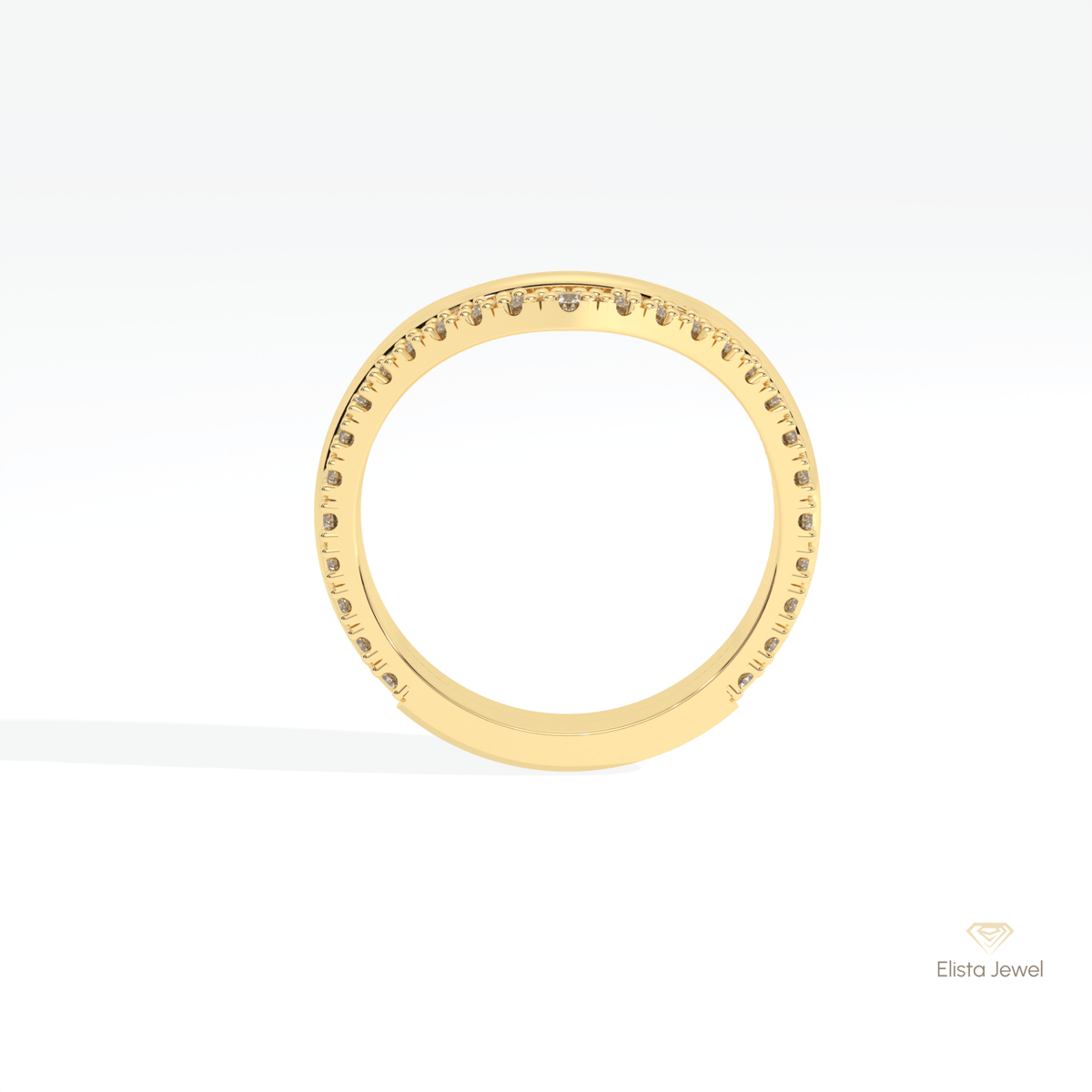 Round Cut Curve Wedding Lab Grown Diamond Band - Alternative View