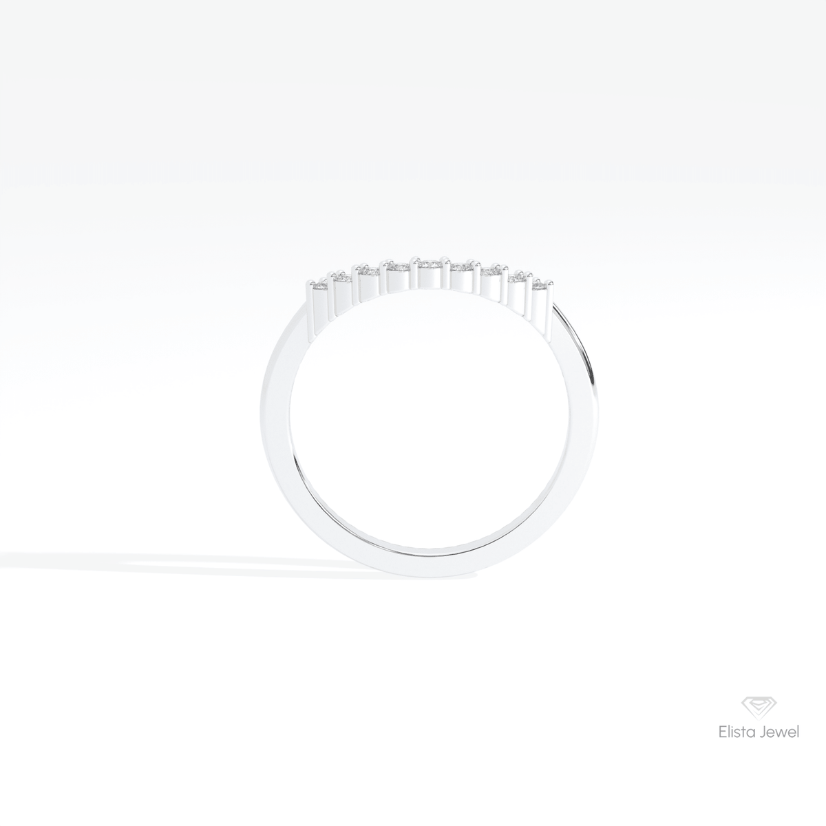 Round Cut Curve Wedding Lab Grown Diamond Band in 10K Rose Gold - Angled View