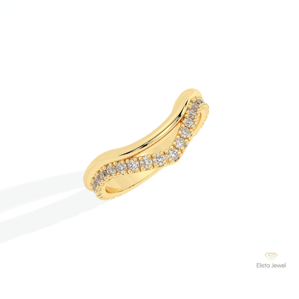 Round Cut Curve Wedding Lab Grown Diamond Band in Platinum - Lifestyle View