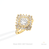 Round Cut Double Halo Accent Starburst Lab Grown Diamond Ring in Platinum - Lifestyle View