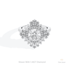 Round Cut Double Halo Accent Starburst Lab Grown Diamond Ring in 10K White Gold - Front View