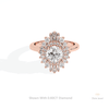 Round Cut Double Halo Art Deco Lab Grown Diamond Ring in 18K Rose Gold - Ring on Hand View
