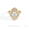 Round Cut Double Halo Art Deco Lab Grown Diamond Ring in 14K Yellow Gold - Detail View