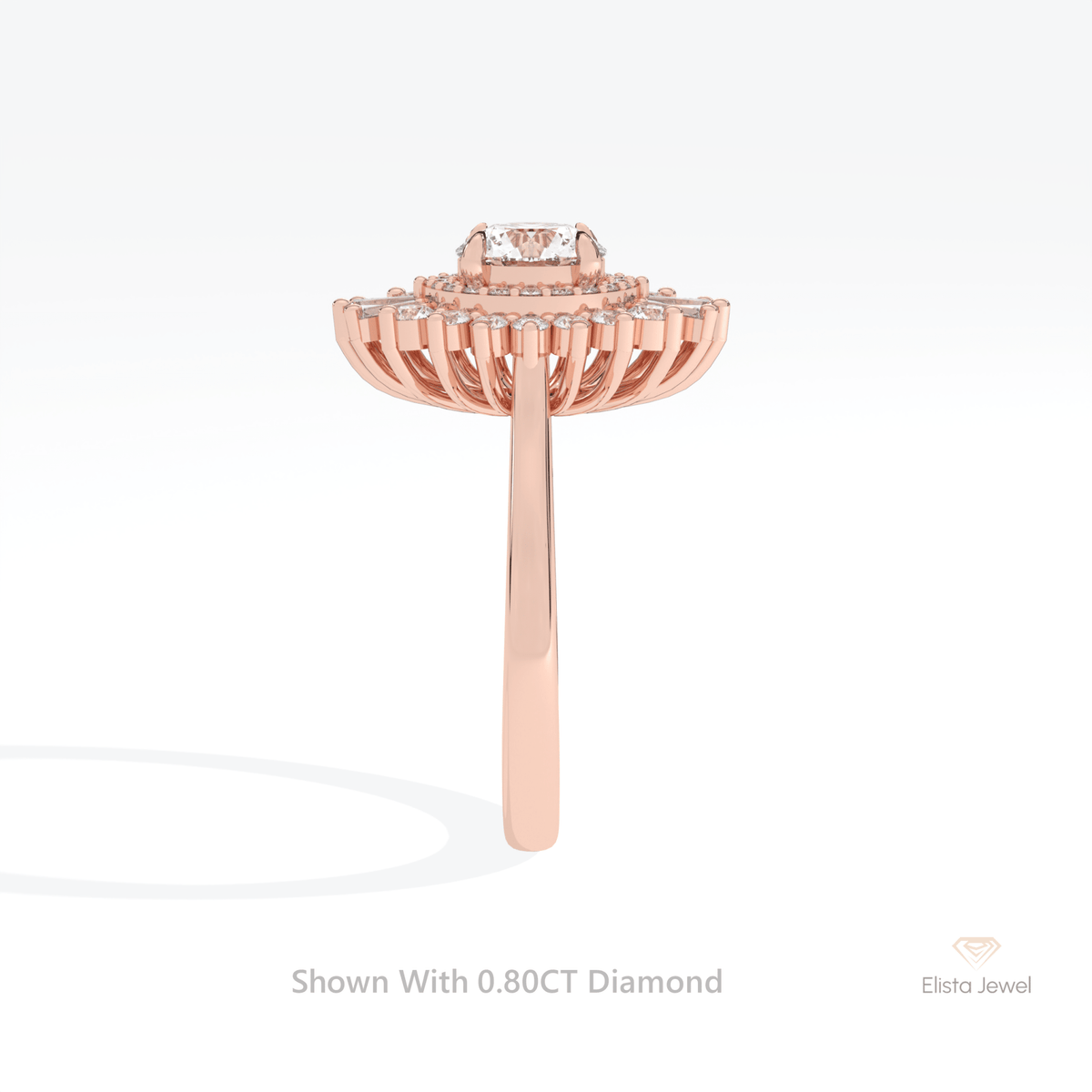 Round Cut Double Halo Art Deco Lab Grown Diamond Ring - Additional View
