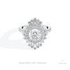 Round Cut Double Halo Art Deco Lab Grown Diamond Ring in 10K White Gold - Front View