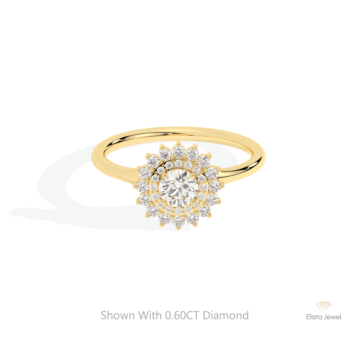 Round Cut Double Halo Lab Grown Diamond Ring in 10K White Gold - Front View