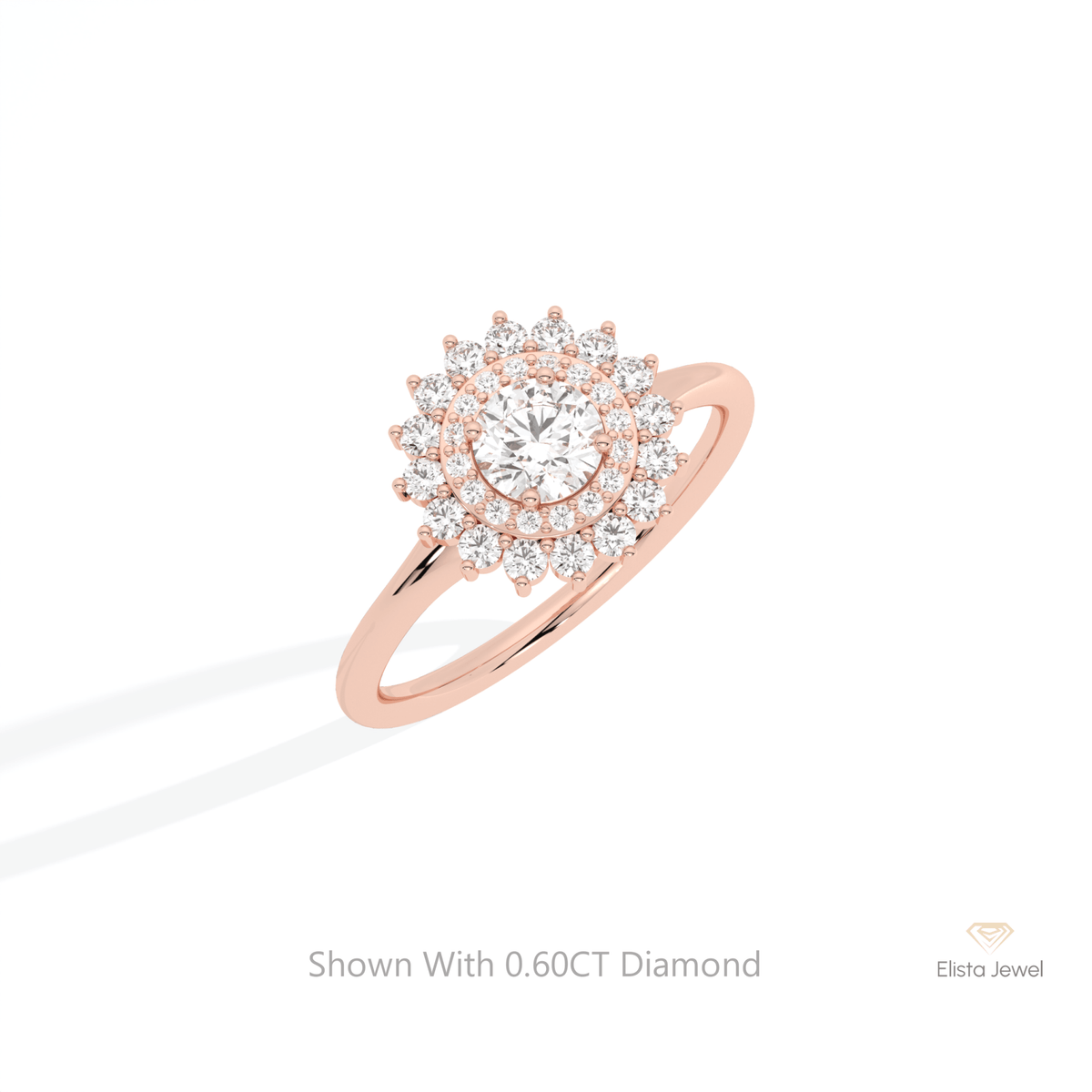 Round Cut Double Halo Lab Grown Diamond Ring in Platinum - Lifestyle View