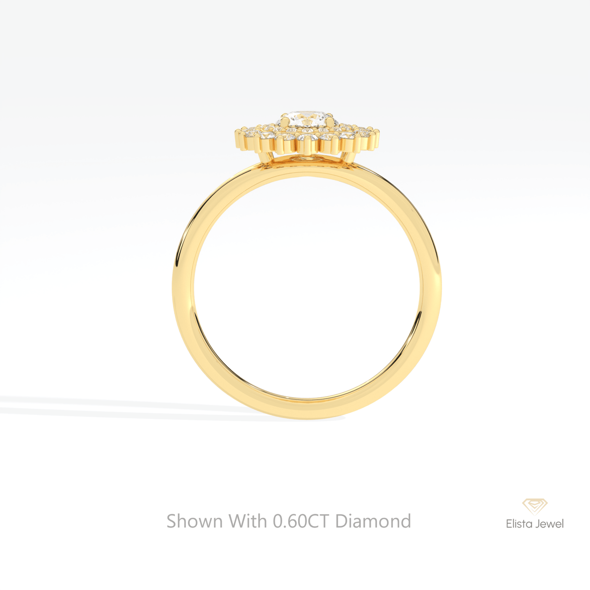 Round Cut Double Halo Lab Grown Diamond Ring in 10K Rose Gold - Angled View