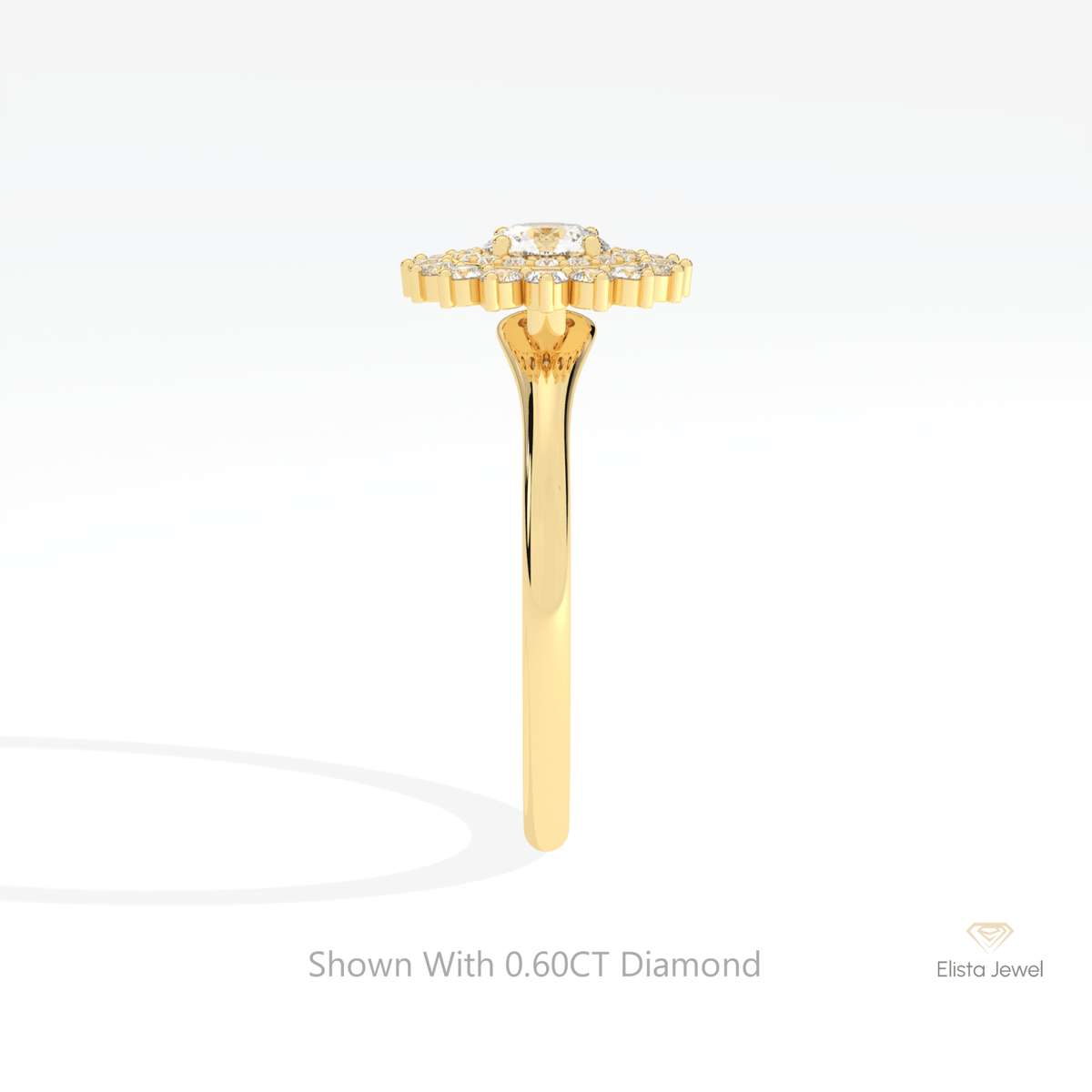 Round Cut Double Halo Lab Grown Diamond Ring in 14K White Gold - Top View