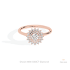 Round Cut Double Halo Lab Grown Diamond Ring in 18K Rose Gold - Ring on Hand View