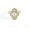 Round Cut Double Halo Starburst Lab Grown Diamond Ring in 18K Rose Gold - Ring on Hand View