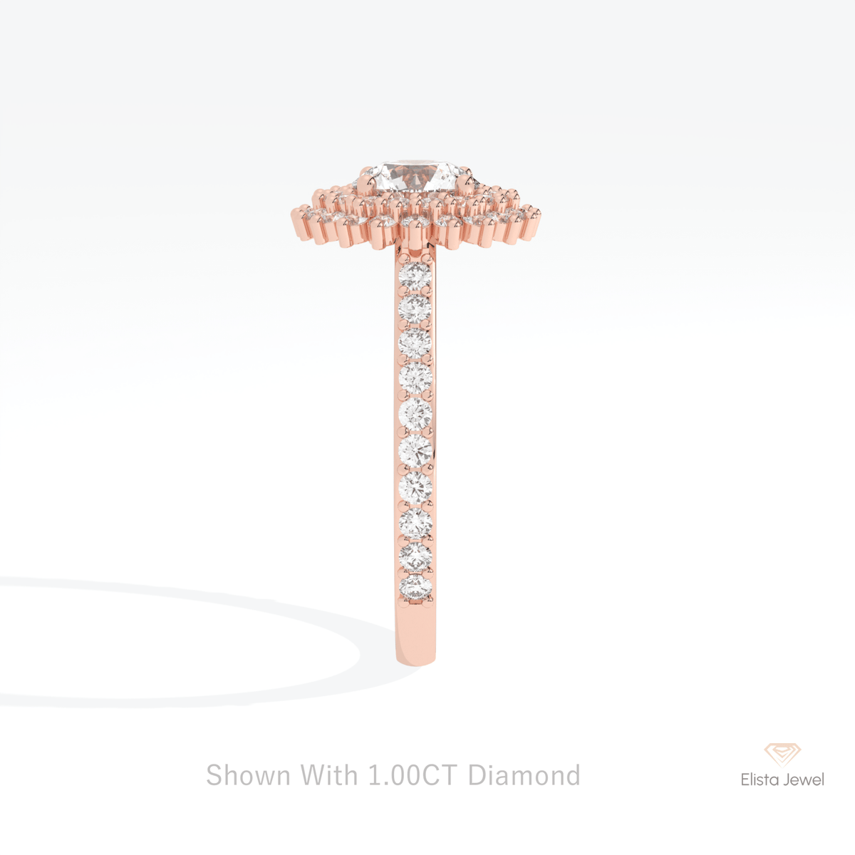 Round Cut Double Halo Wedding Lab Grown Diamond Ring - Additional View