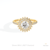 Round Cut Double Halo Wedding Lab Grown Diamond Ring in 14K Yellow Gold - Detail View