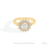 Round Cut Double Halo Wedding Lab Grown Diamond Ring in 14K Yellow Gold - Detail View
