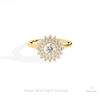 Round Cut Double Halo Wedding Lab Grown Diamond Ring in 18K Rose Gold - Ring on Hand View