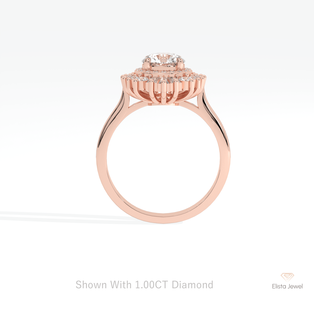 Round Cut Double Halo Wedding Lab Grown Diamond Ring - Alternative View