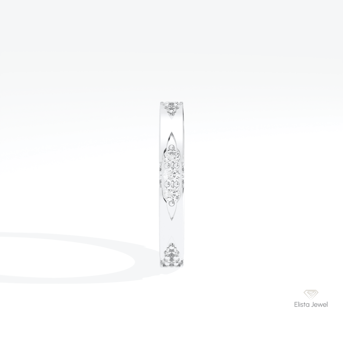 Round Cut Engagement Lab Grown Diamond Band in 18K Yellow Gold - Perspective View