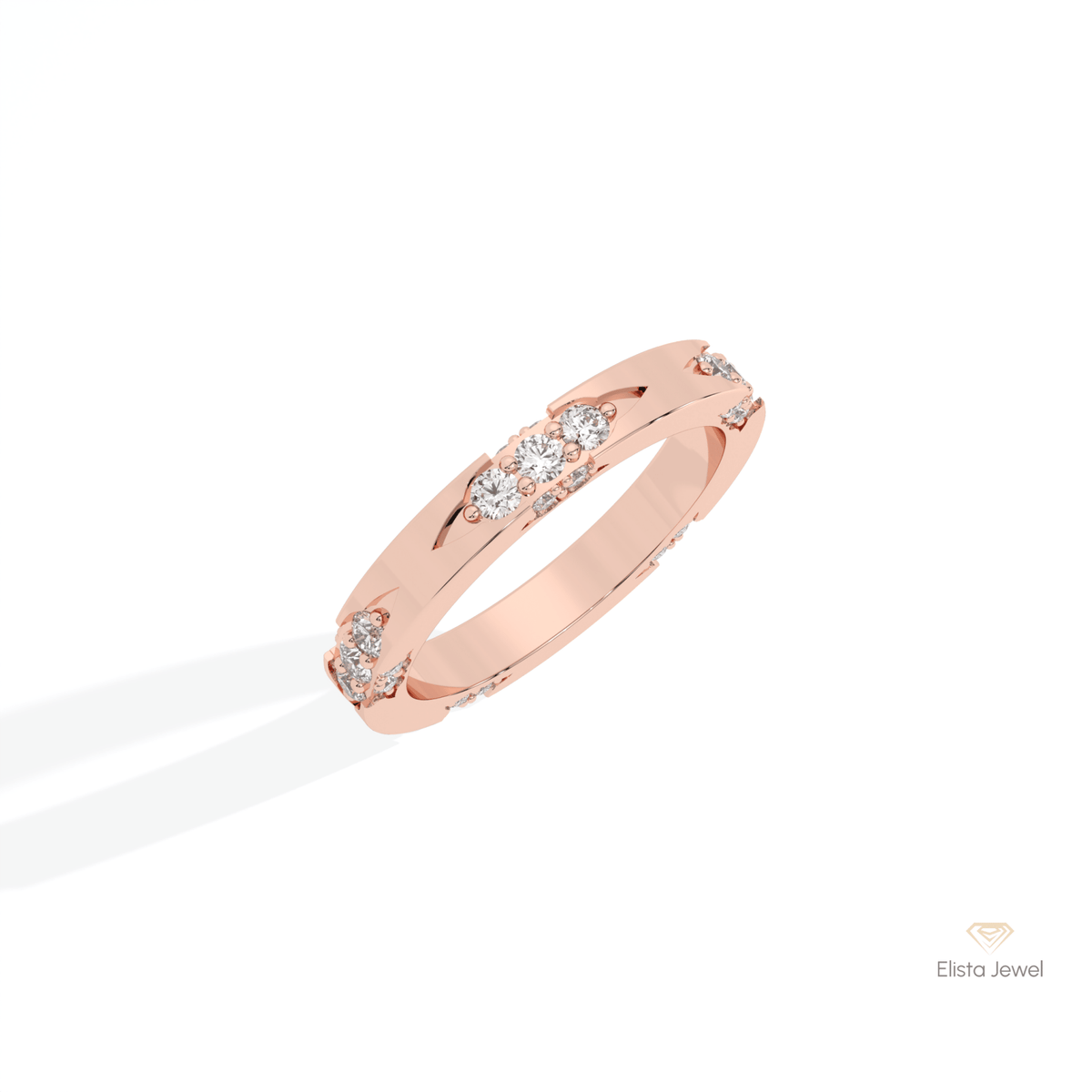 Round Cut Engagement Lab Grown Diamond Band in Platinum - Lifestyle View