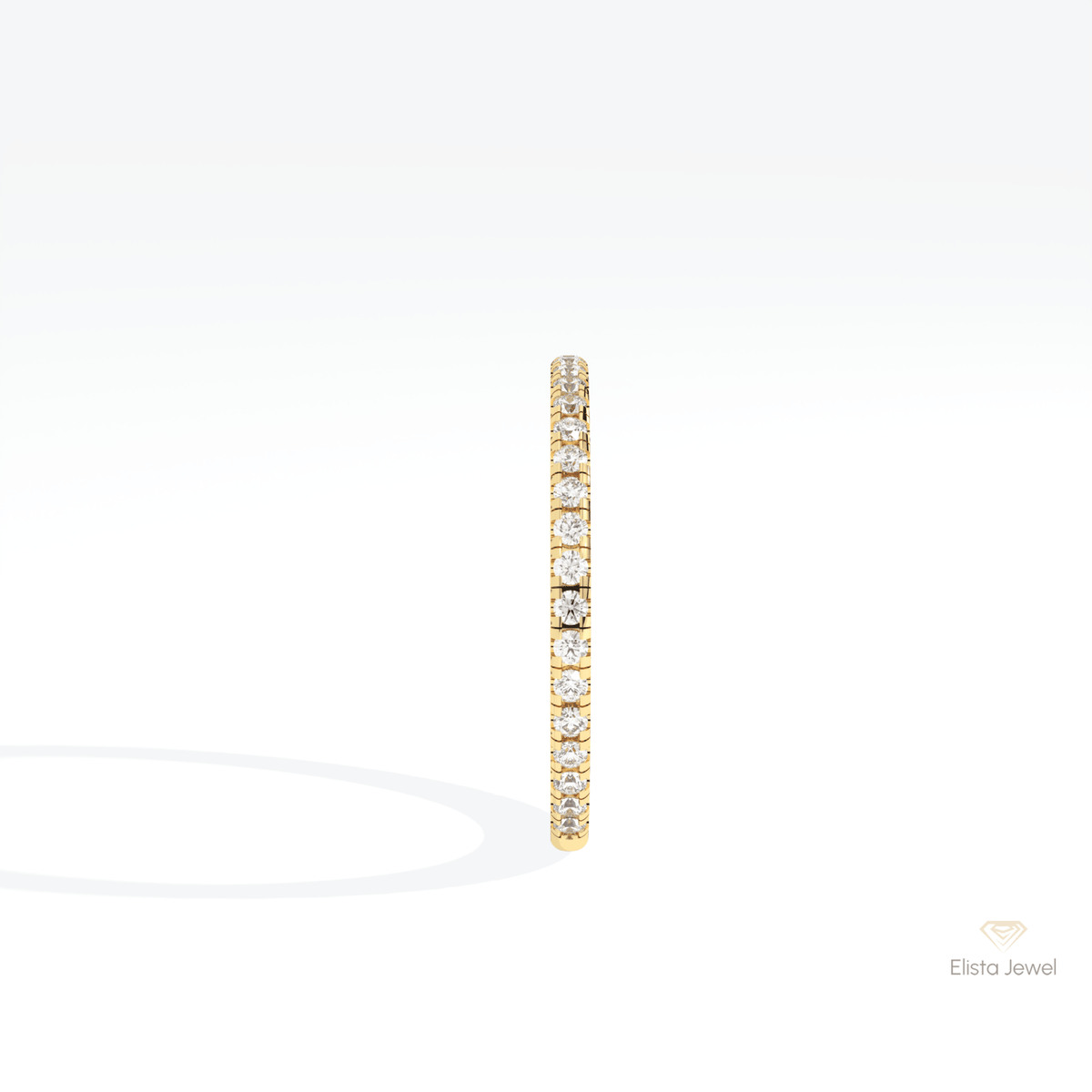 Round Cut Eternity Wedding Lab Grown Diamond Band in 18K Yellow Gold - Perspective View