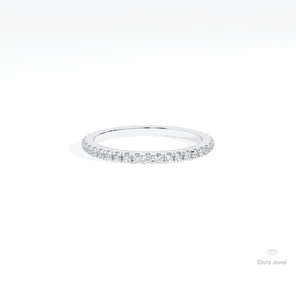 Round Cut Eternity Wedding Lab Grown Diamond Band in 10K White Gold - Front View