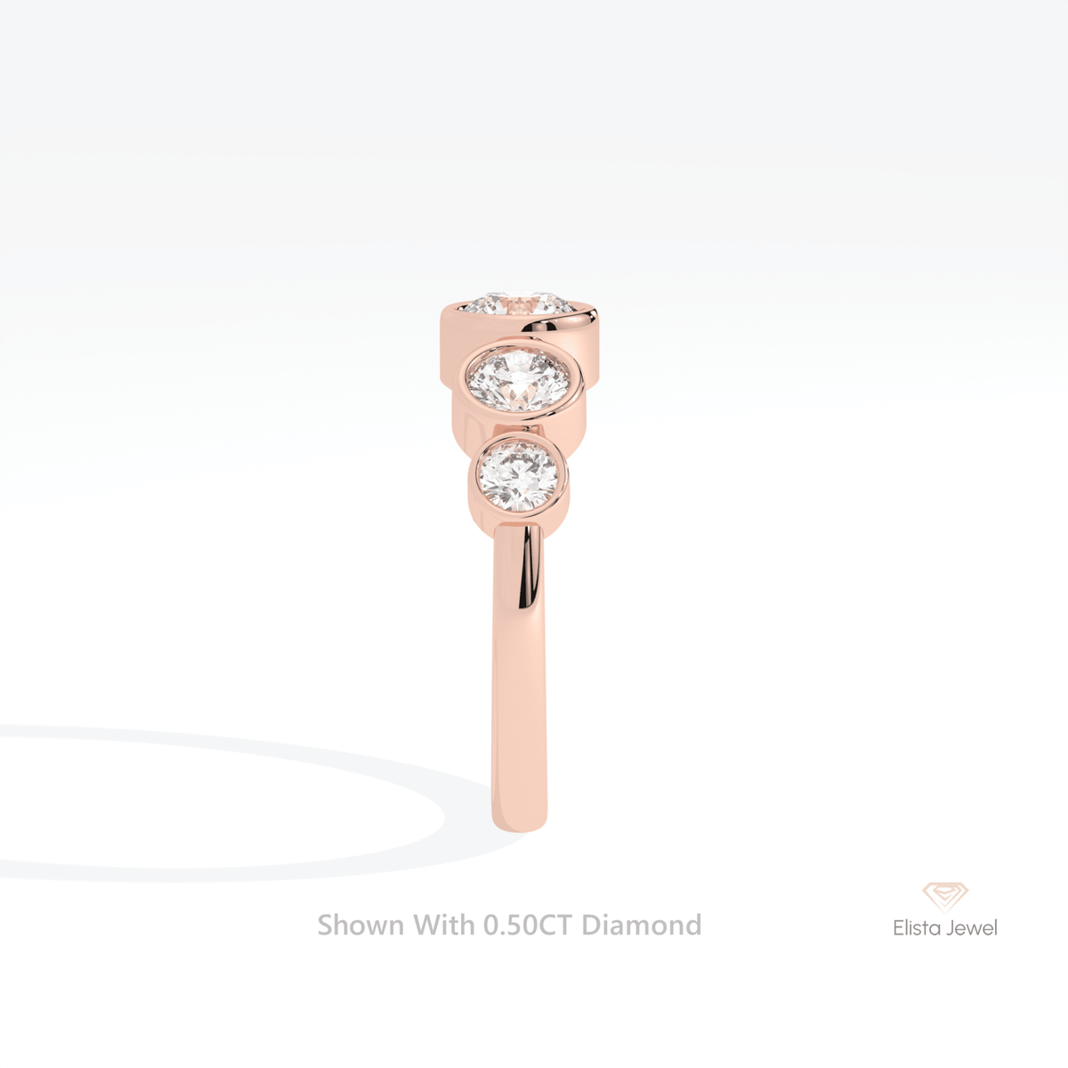 Round Cut Five Stone Bezel Wedding Lab Grown Diamond Ring - Additional View