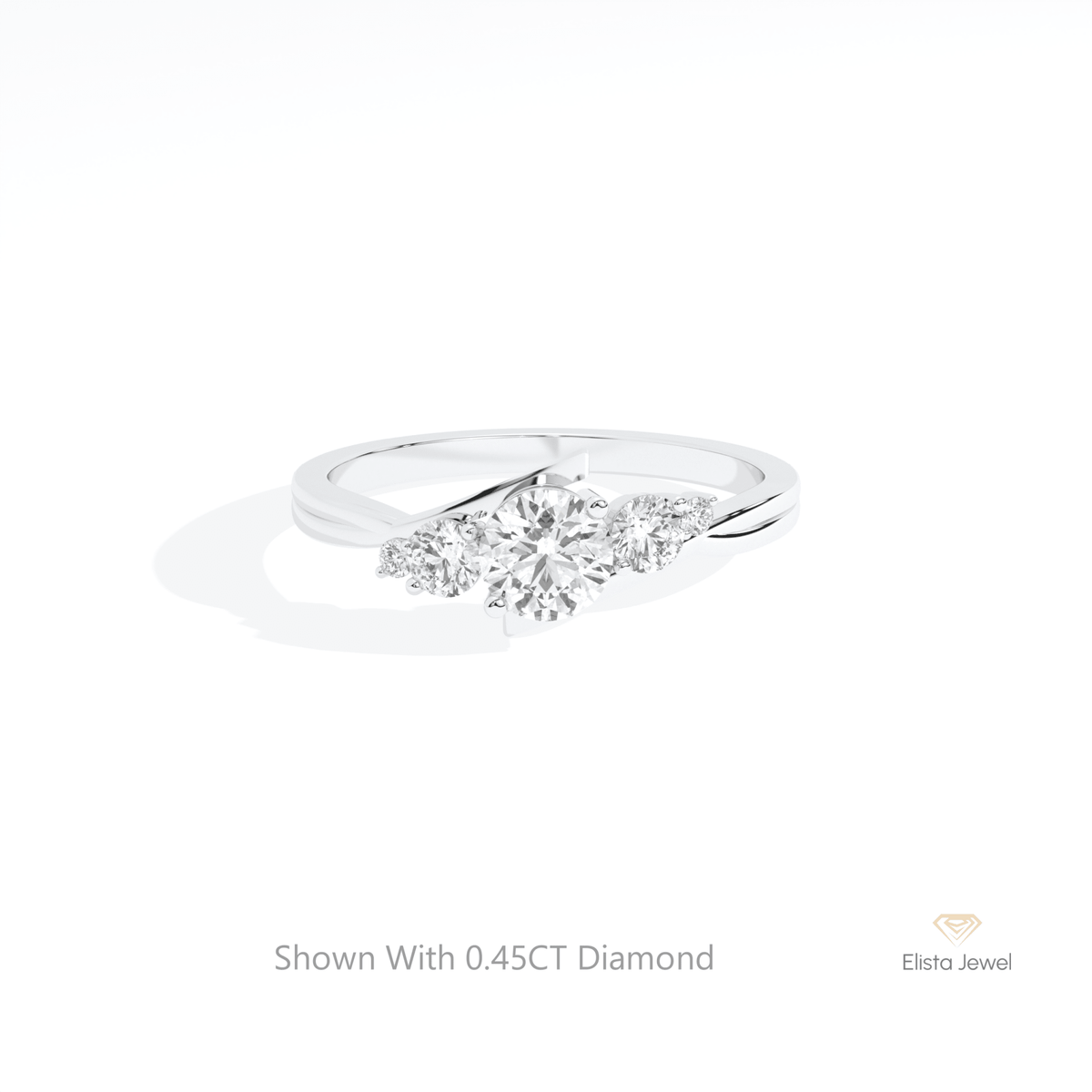 Round Cut Five Stone Engagement Lab Grown Diamond Ring in 10K White Gold - Front View
