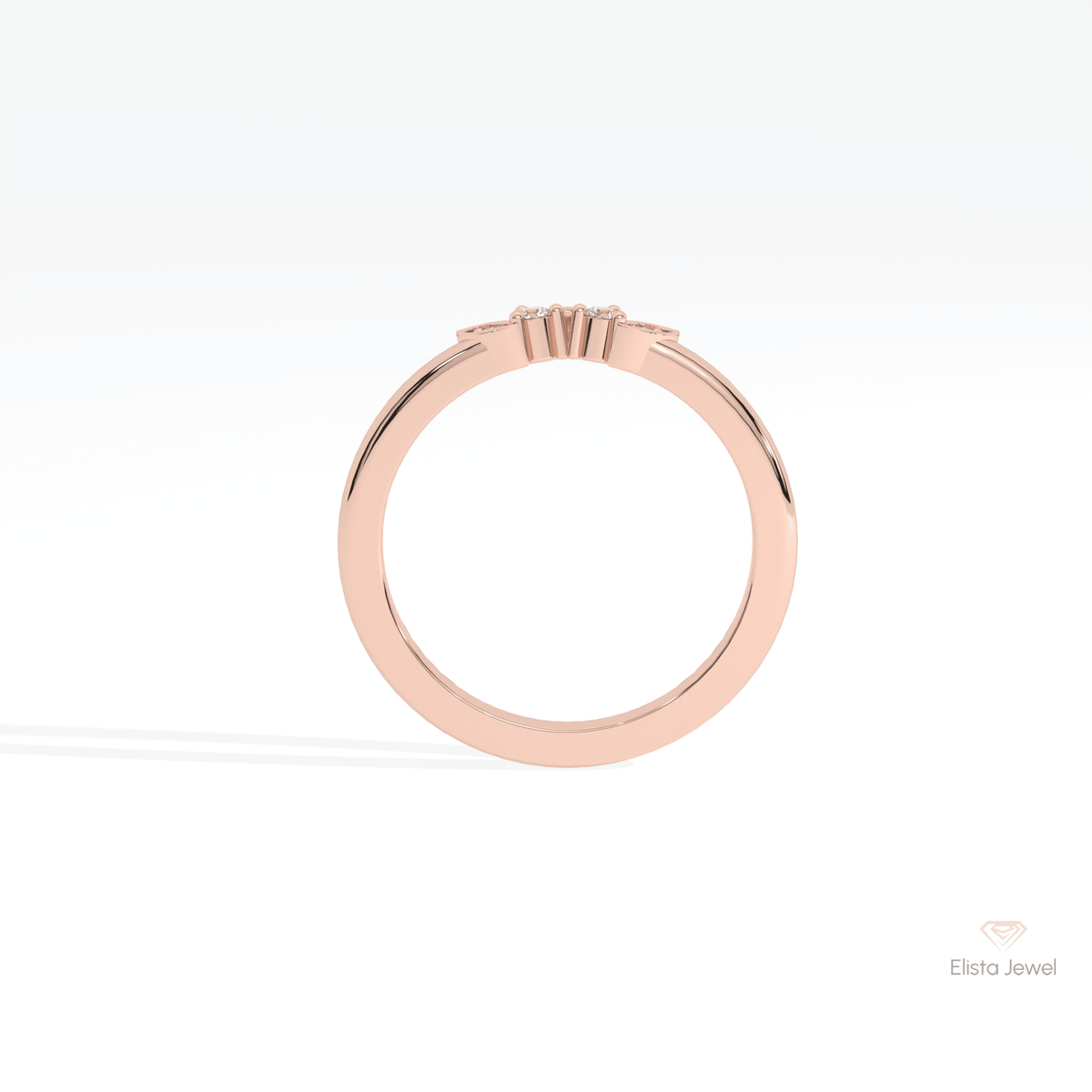 Round Cut Five Stone Wedding Lab Grown Diamond Band in 10K Rose Gold - Angled View